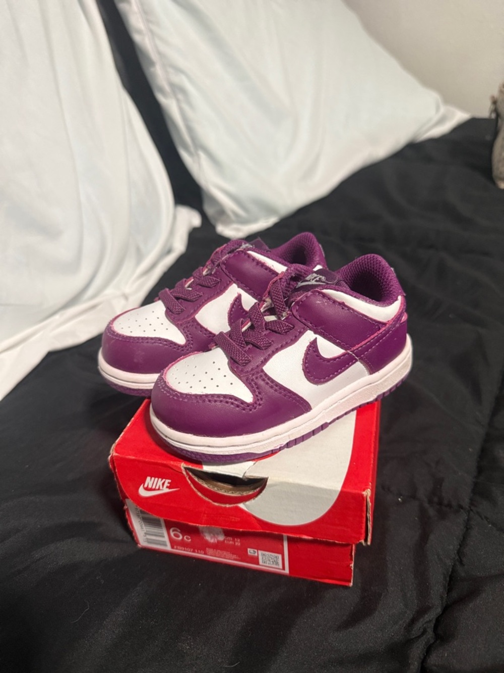 Nike Kids Purple and White Low-Top Sneakers